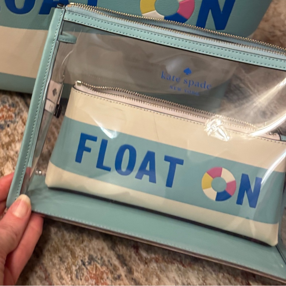 NWOT Kate Spade Clear and Blue 'Float On' Bag Set